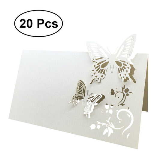 20pcs Laser Cut Butterfly Shape Place Name Cards For Wedding Party Table Decoration