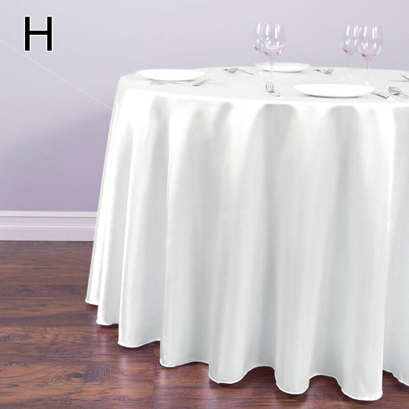 White 180cm Satin Round Tablecloth Cover Overlay For Birthday Wedding Banquet Restaurant Festivals
