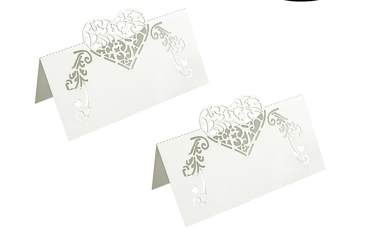 50pcs Laser Cut Heart Shape Place Name Cards For Wedding Party Table Decoration