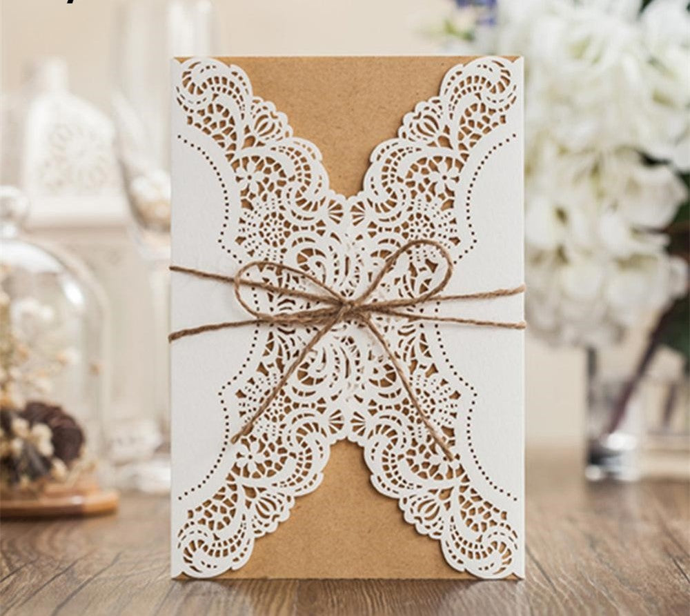50pcs Paper Laser Cut Wedding Party Invitations Card Kits with Envelopes